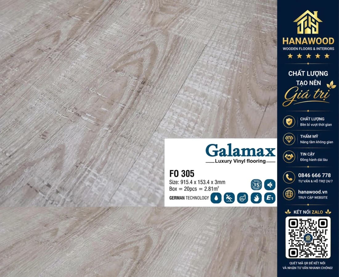 Sàn Nhựa Dán Keo Galamax 3mm FO305