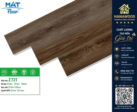 Sàn Nhựa Giả Gỗ Hèm Khóa MAT Floor Z-721 Dày 4mm
