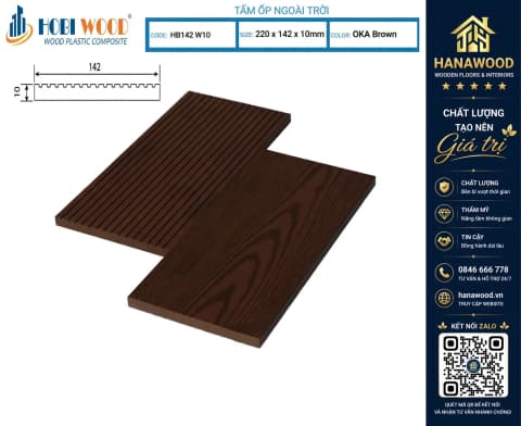 Thanh Đa Năng Gỗ Nhựa Ngoài Trời Hobi Wood HB140W10 Oka Brown