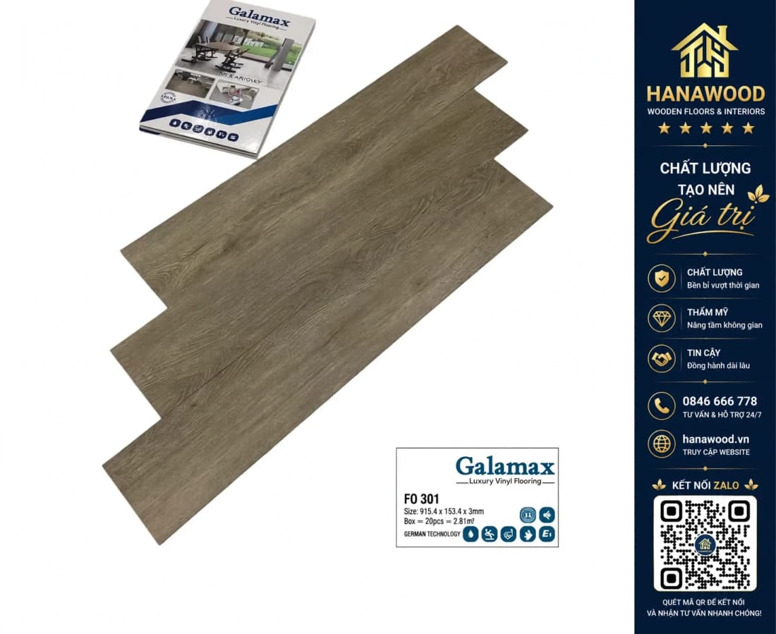 Sàn Nhựa Dán Keo Galamax 3mm FO301