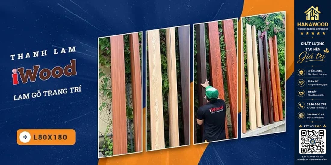 Lam Hộp Gỗ Nhựa Trang Trí Cầu Thang Iwood L80x180