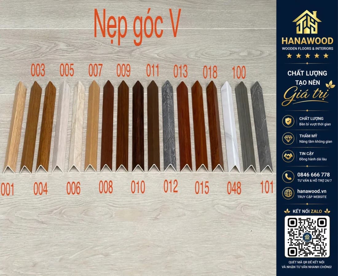 Nẹp góc V nhựa giả gỗ Kosmos mã V33X30 (Lam Sóng Nano) 30 x 30 x 3000 mm