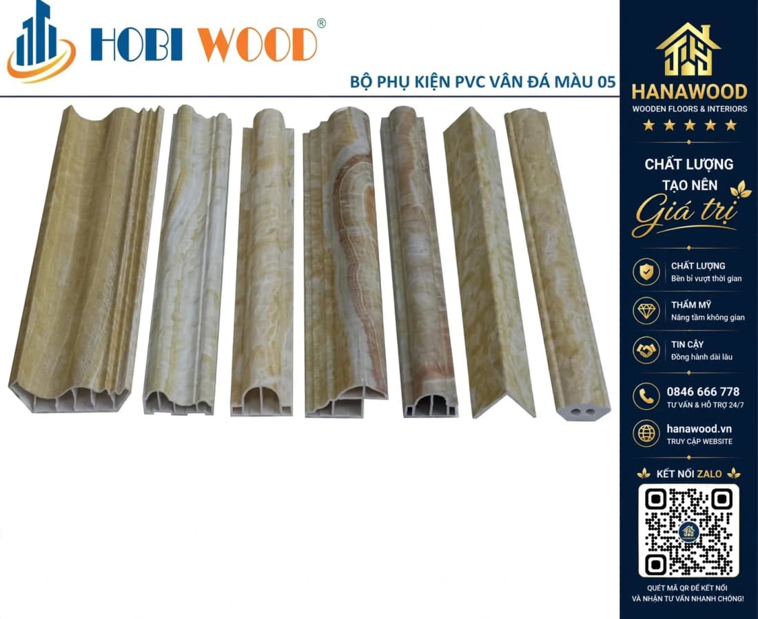 Phào PVC Vân Đá Hobi Wood Màu 05