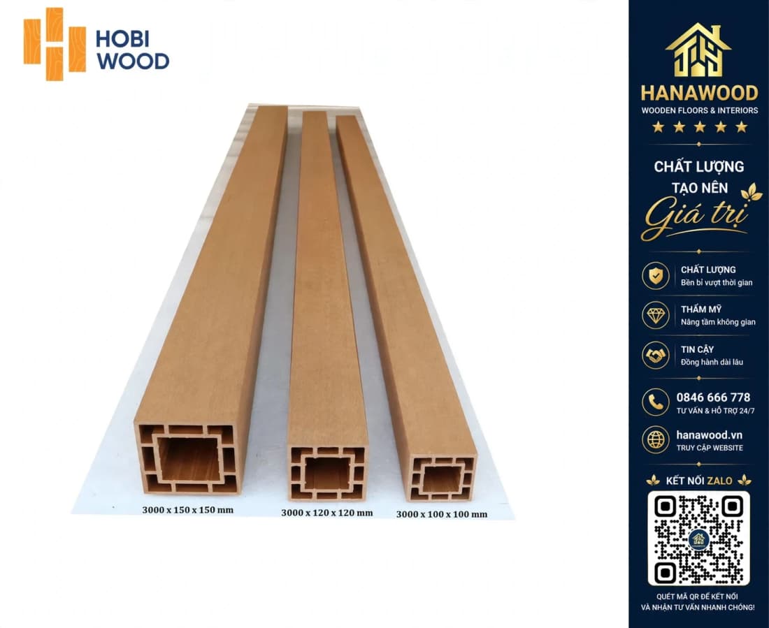 Lam Trụ Giàn Hoa Pergola Gỗ Nhựa Ngoài Trời Hobiwood Vibrant Yellow