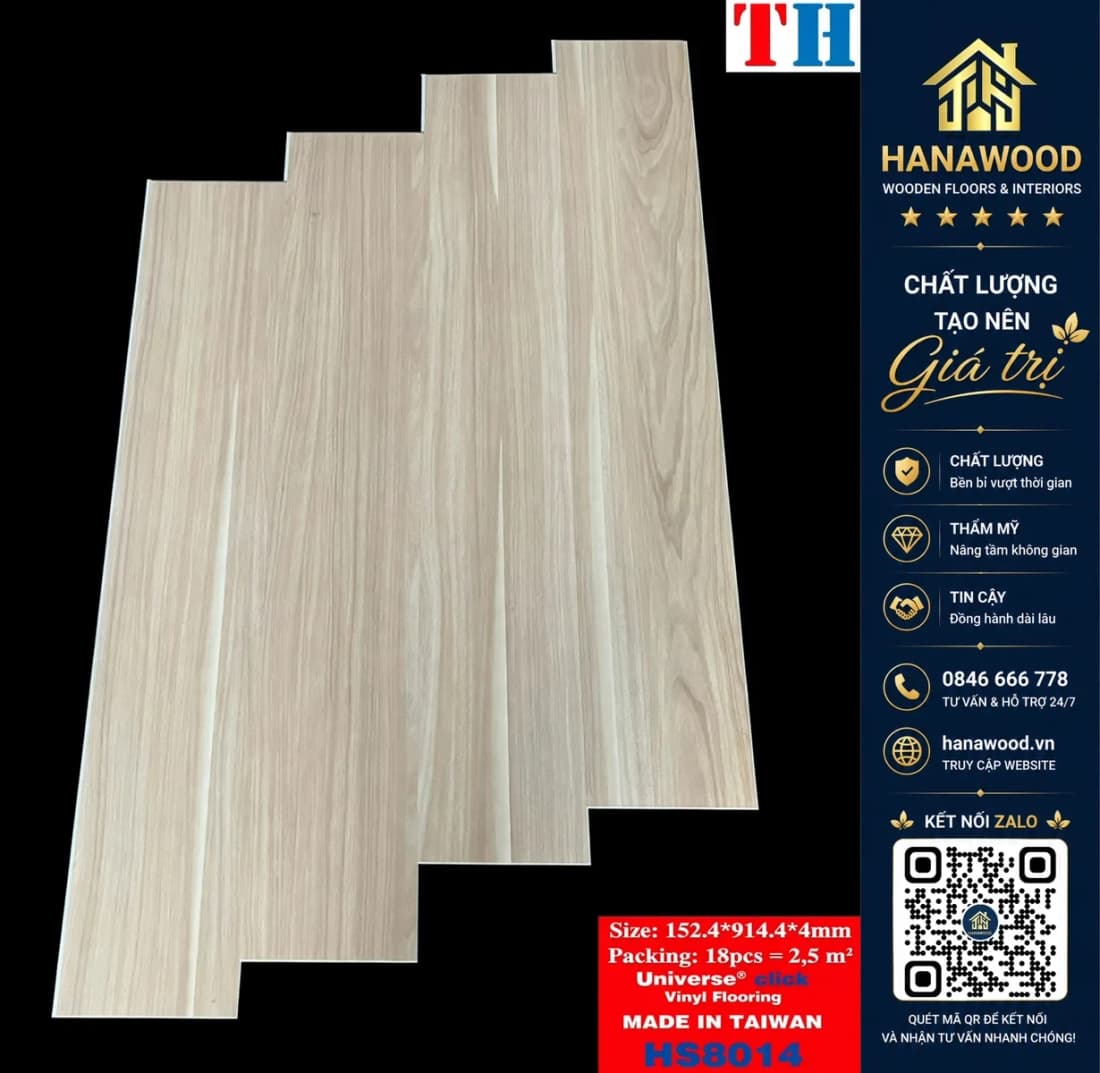 Hình ảnh Sàn Nhựa Hèm Khoá Giả Gỗ Taiwan THFloor HS8014 Dày 4mm