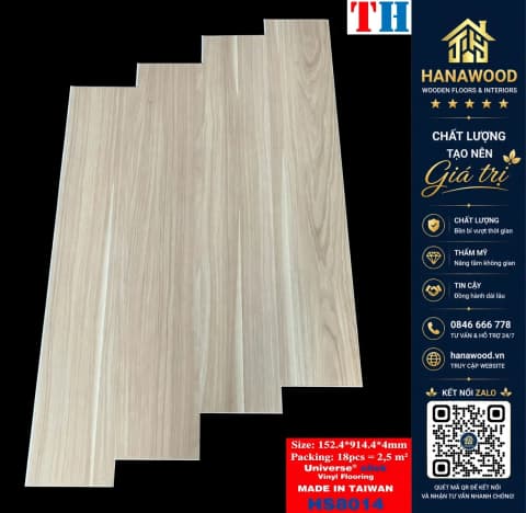 Hình ảnh Sàn Nhựa Hèm Khoá Giả Gỗ Taiwan THFloor HS8014 Dày 4mm