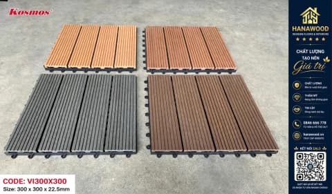 Vỉ Gỗ Nhựa Ngoài Trời Lót Sàn Hồ Bơi Komsos Vân Sọc