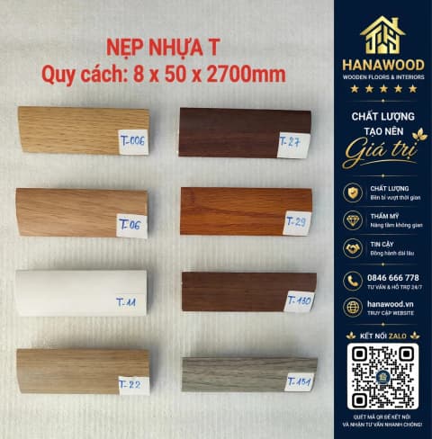 Nẹp T nối sàn id 1431 8 x 50 x 2700 mm