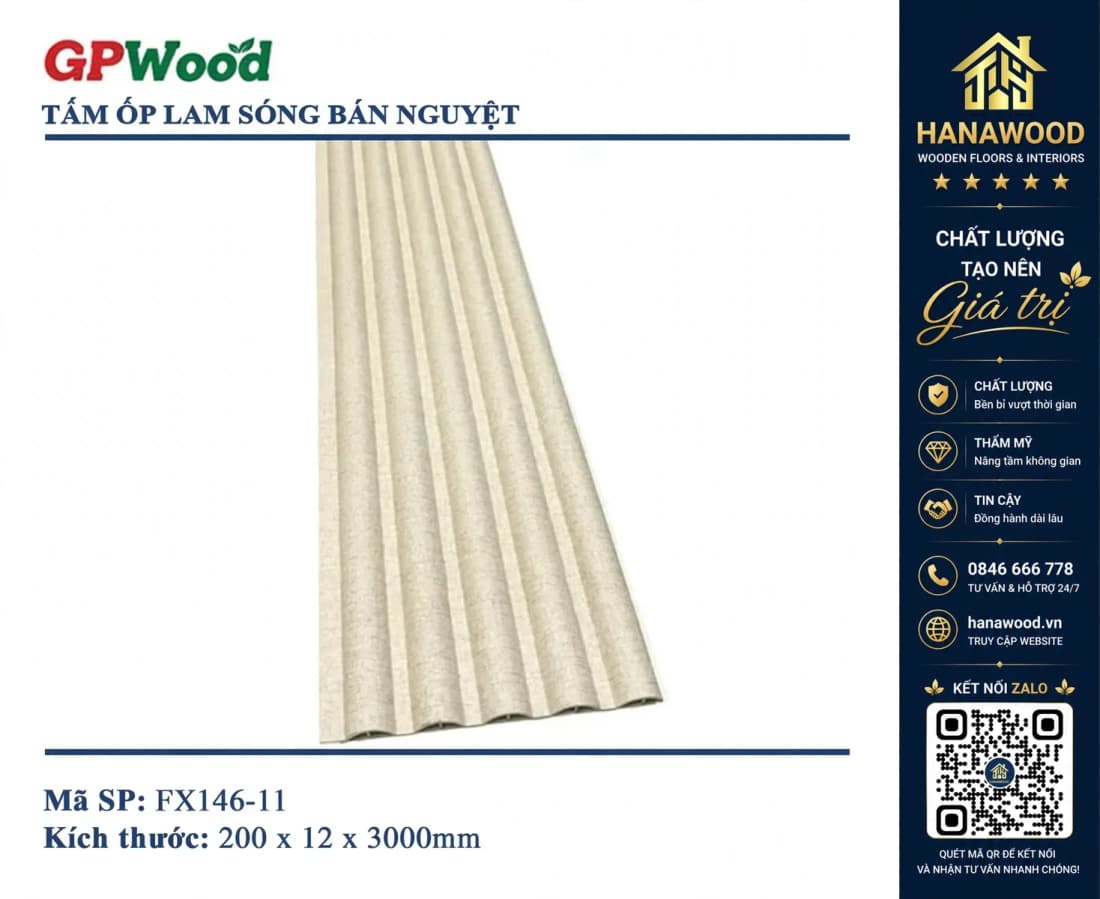 Lam Sóng Bán Nguyệt Vân Vải Vàng GPWood FX146-11