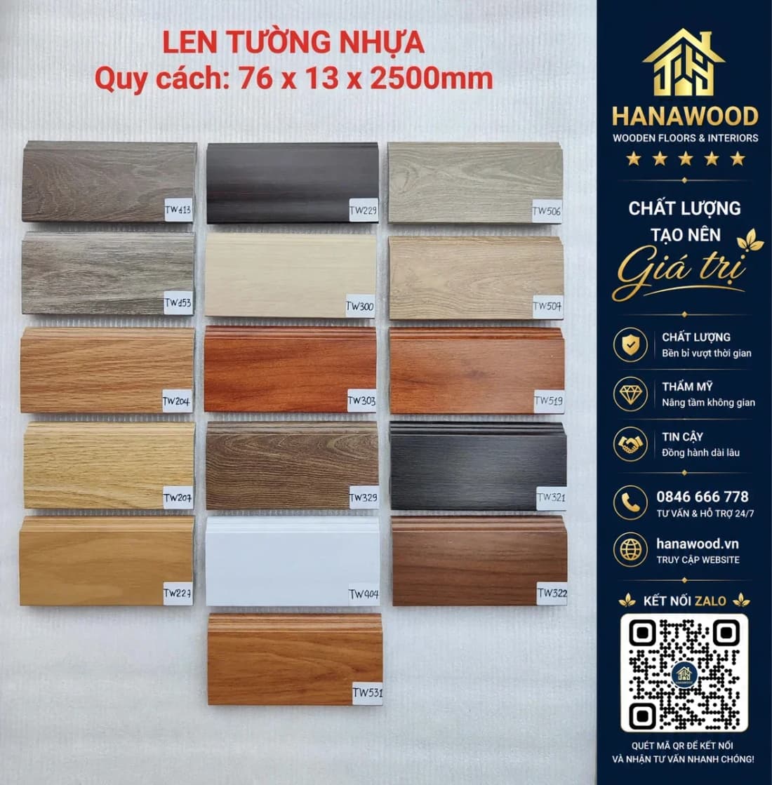 Len chân tường id 1735 76 x 13 x 2500 mm