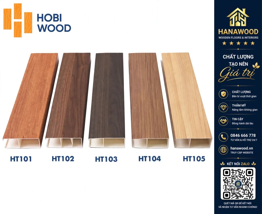 Thanh Lam Nan Trần Nhựa Giả Gỗ Hobiwood 40X100