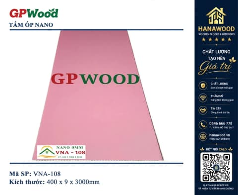 Tấm Nhựa Nano Ốp Tường Ốp Trần Màu Hồng GPWood VNA-108