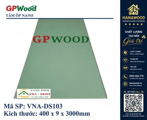Tấm Nhựa Nano Ốp Tường Ốp Trần Màu Xanh GPWood VNA-DS103