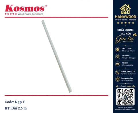 Nẹp Nhôm T Nối màu Bạc tấm ốp PVC giả đá