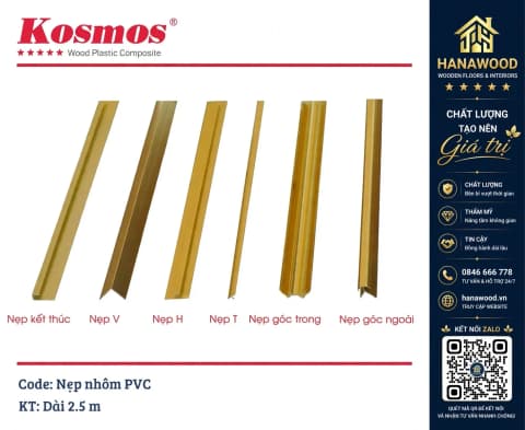 Nẹp Nhôm Trang Trí màu Vàng tấm ốp PVC giả đá