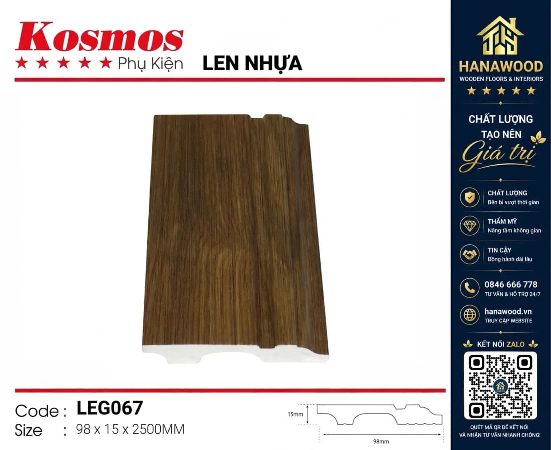 Len chân tường mã LEG067 98 x 15 x 2500 mm