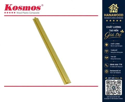 Nẹp Nhôm H Nối màu Vàng tấm ốp PVC giả đá