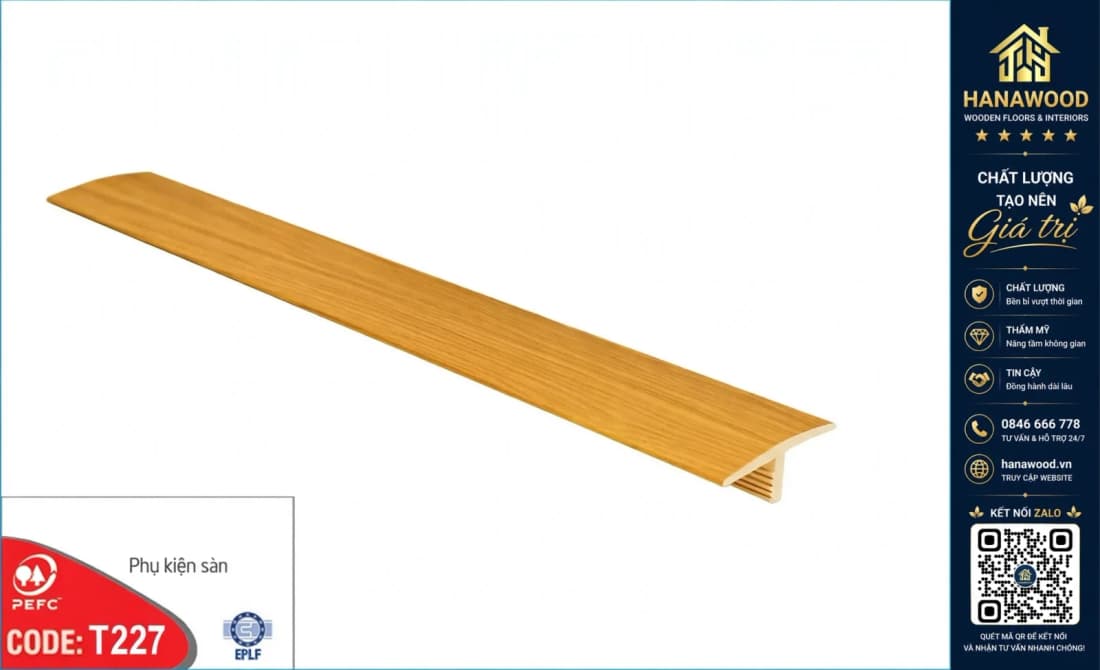 Nẹp T nối sàn T227 2700 x 30 x 8 mm