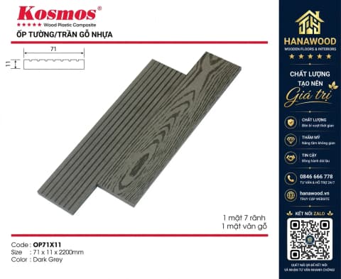 Thanh Lam Đa Năng Gỗ Nhựa Ngoài Trời Kosmos OP71X11 Dark Grey