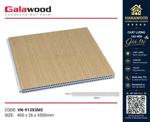 Tấm Vách Nhựa PVC Ngăn Phòng Ngủ Galawood VN-913X3M5