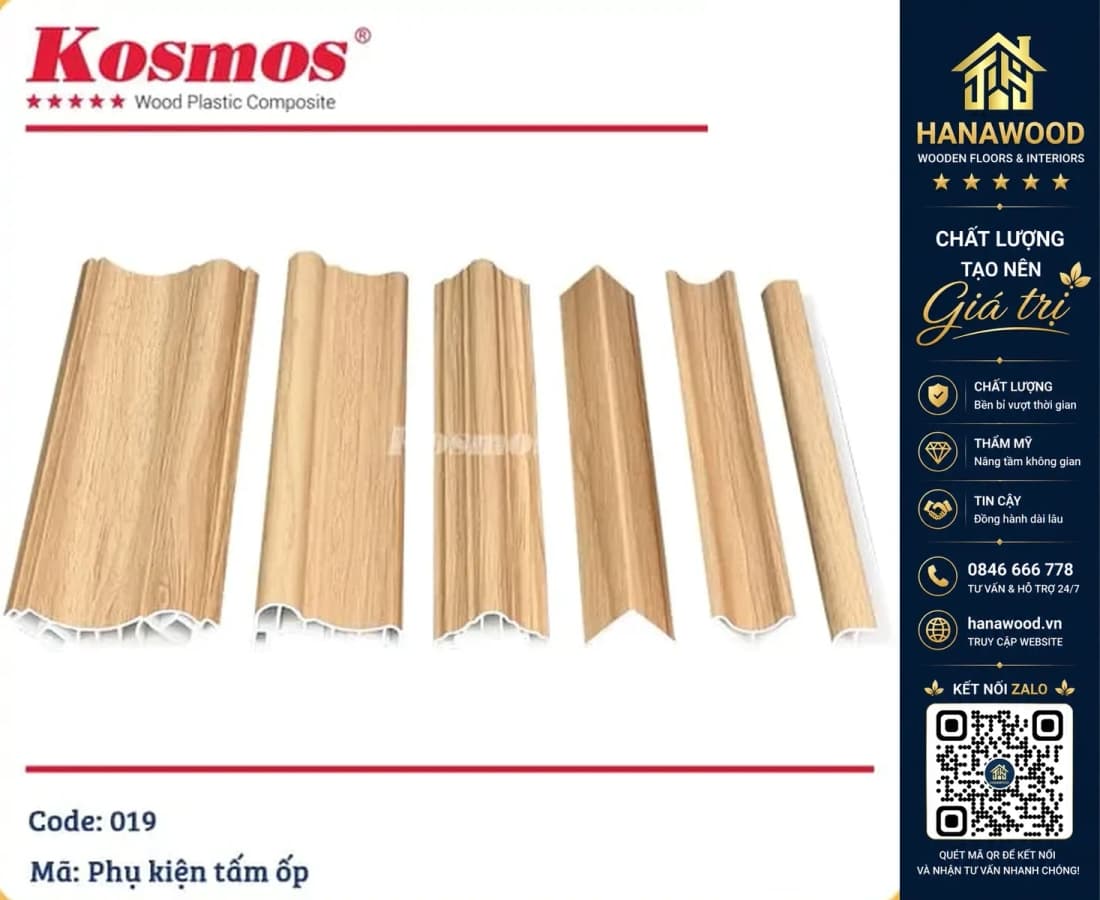 Phụ Kiện Phào Chỉ, Nẹp Tấm Ốp Lam Sóng Nano Kosmos Màu 019