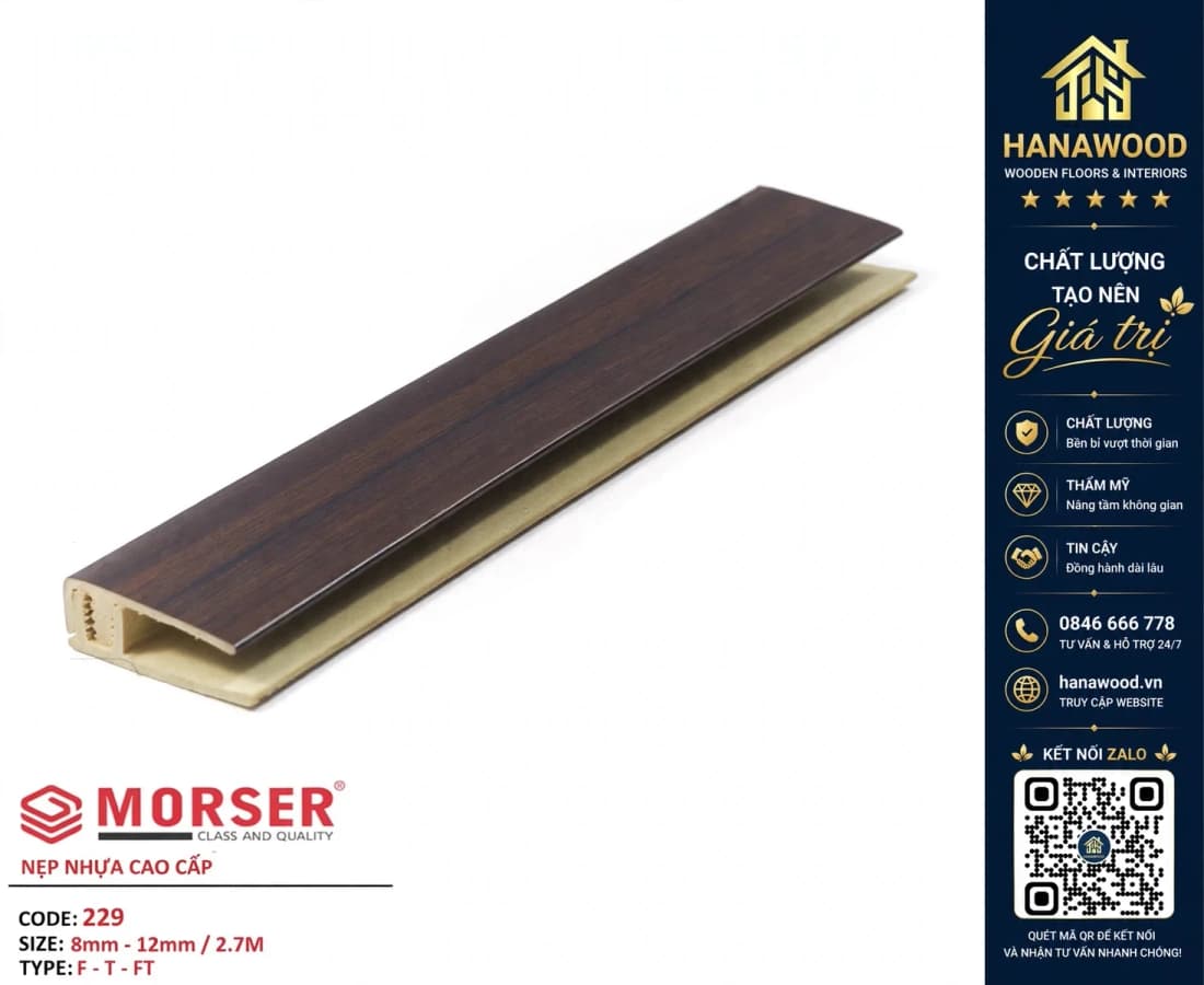 Nẹp Nhựa F Kết Thúc Sàn Gỗ Sàn Nhựa Morser 229