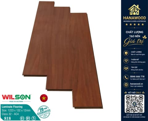 Sàn Gỗ Giá Rẻ Wilson Việt Nam 818 Dày 12mm