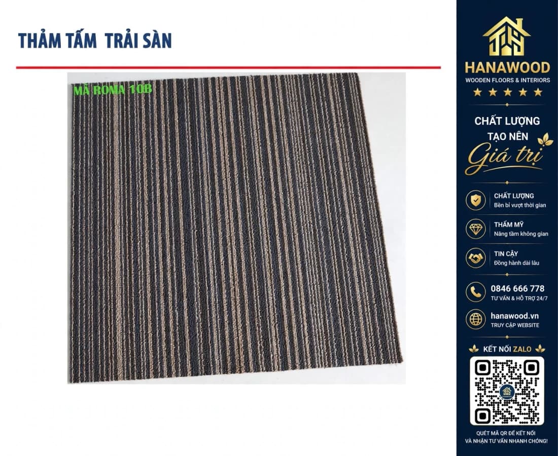 Thảm Tấm Trải Sàn Văn Phòng Roma 10B 50x50cm