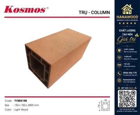 Lam Trụ Pergola Gỗ Nhựa Ngoài Trời Kosmos T150 x 150 Light Wood