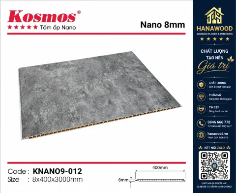 Ảnh 4 Tấm Nhựa Ốp Trần Nano Giả Bê Tông Kosmos KNANO9-012