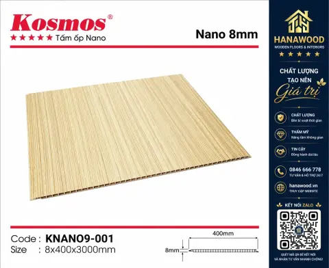 Ảnh 3 Tấm Ốp Nano Nhựa Giả Vân Gỗ Kosmos KNANO9-001