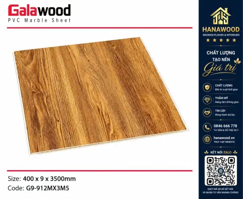 Ảnh 2 Tấm Nhựa Ốp Tường Nano Giả Gỗ Galawood G9-912MX3M5