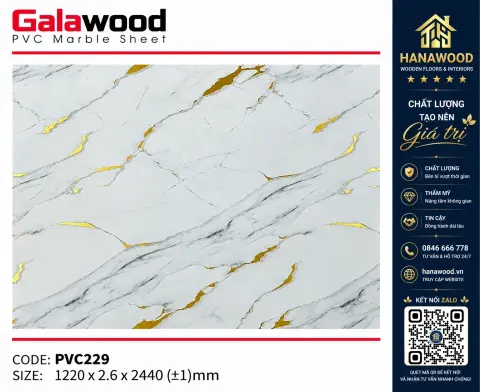 Ảnh 3 Tấm Ốp Tường PVC Giả Đá Dát Vàng Galawood PVC229