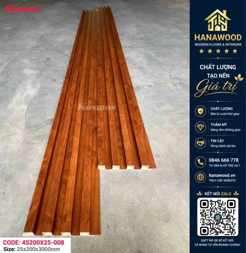 Ảnh 3 Lam 4 Sóng Cao Nhựa Giả Gỗ Kosmos 4S200X25-008