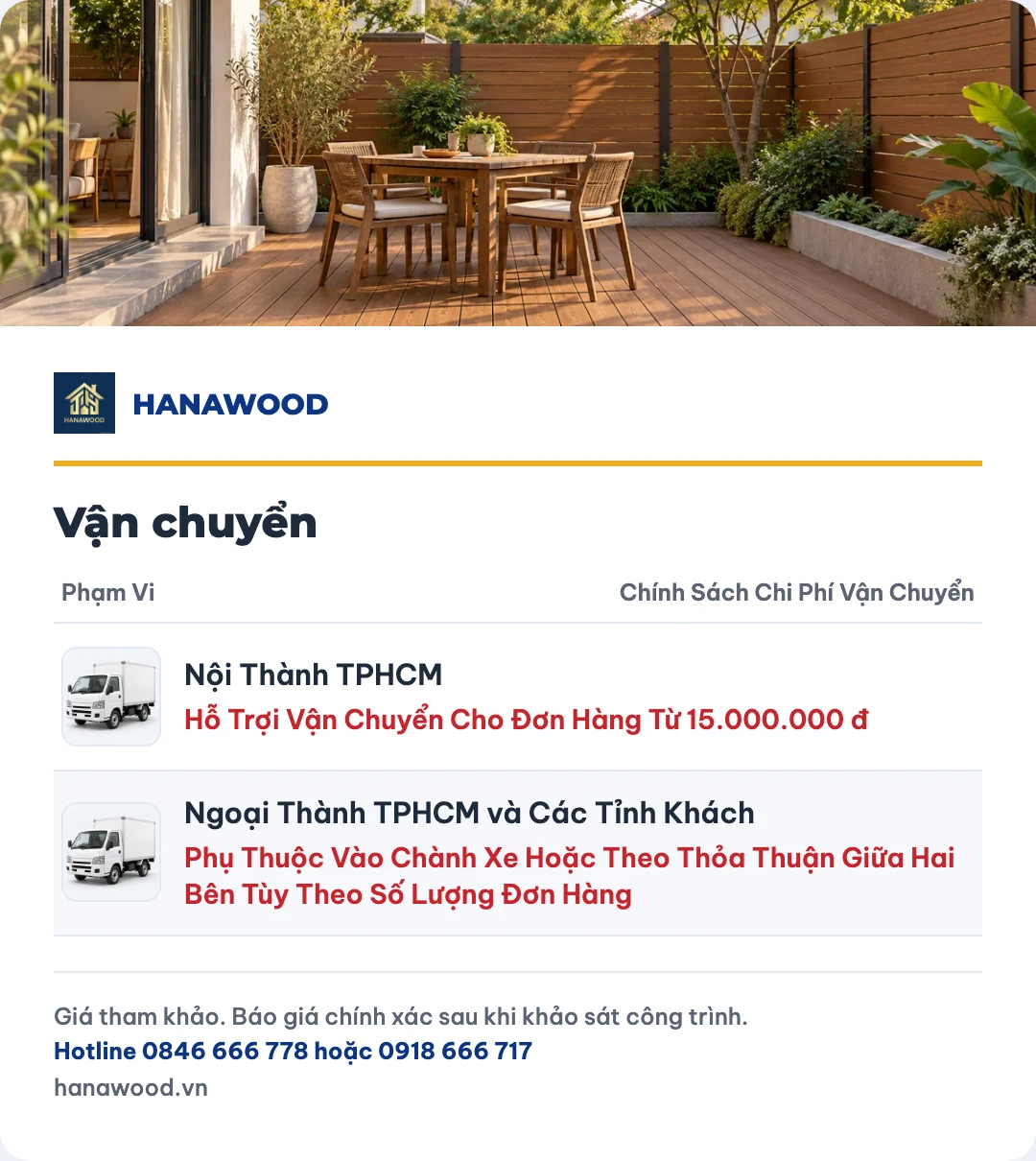 Bảng giá vận chuyển