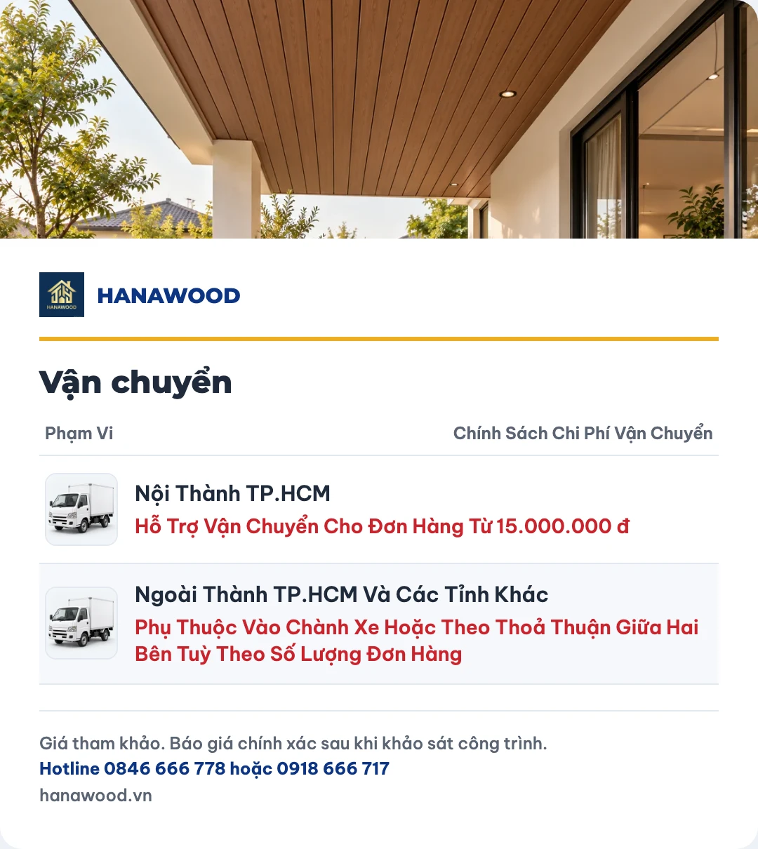 Bảng giá vận chuyển