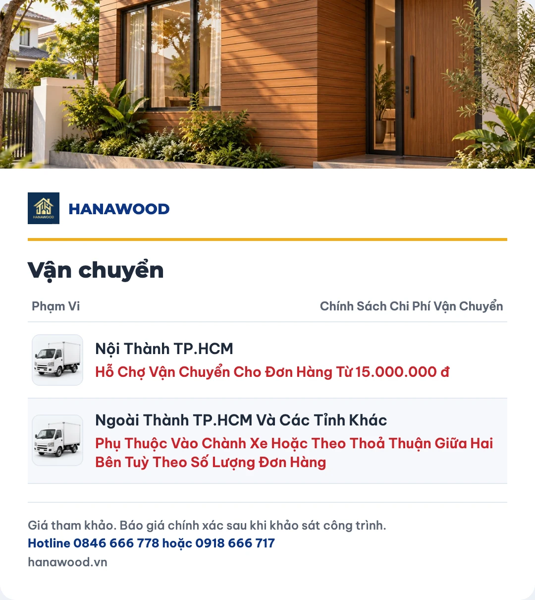 Bảng giá vận chuyển