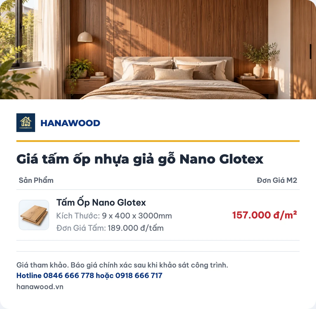 Giá tấm ốp nhựa giả gỗ Nano Glotex