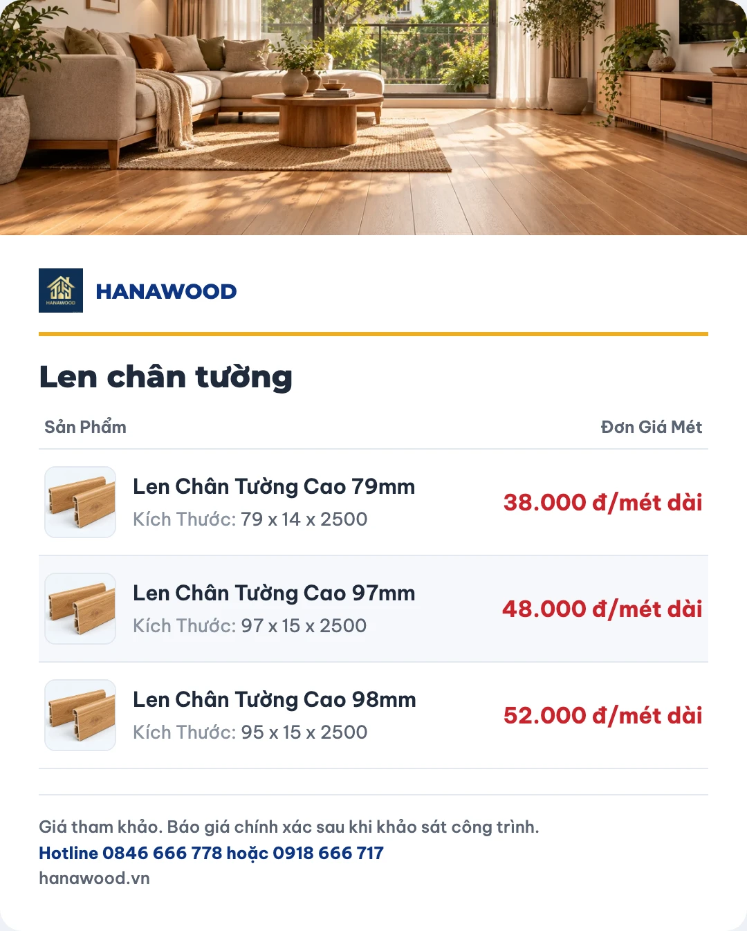 Bảng giá len chân tường