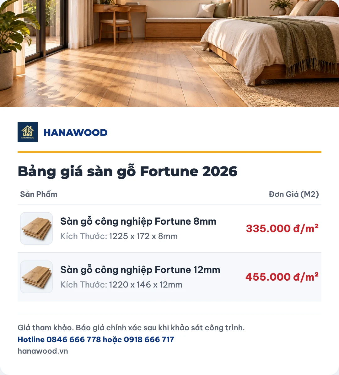 Bảng giá sàn gỗ Fortune 2026