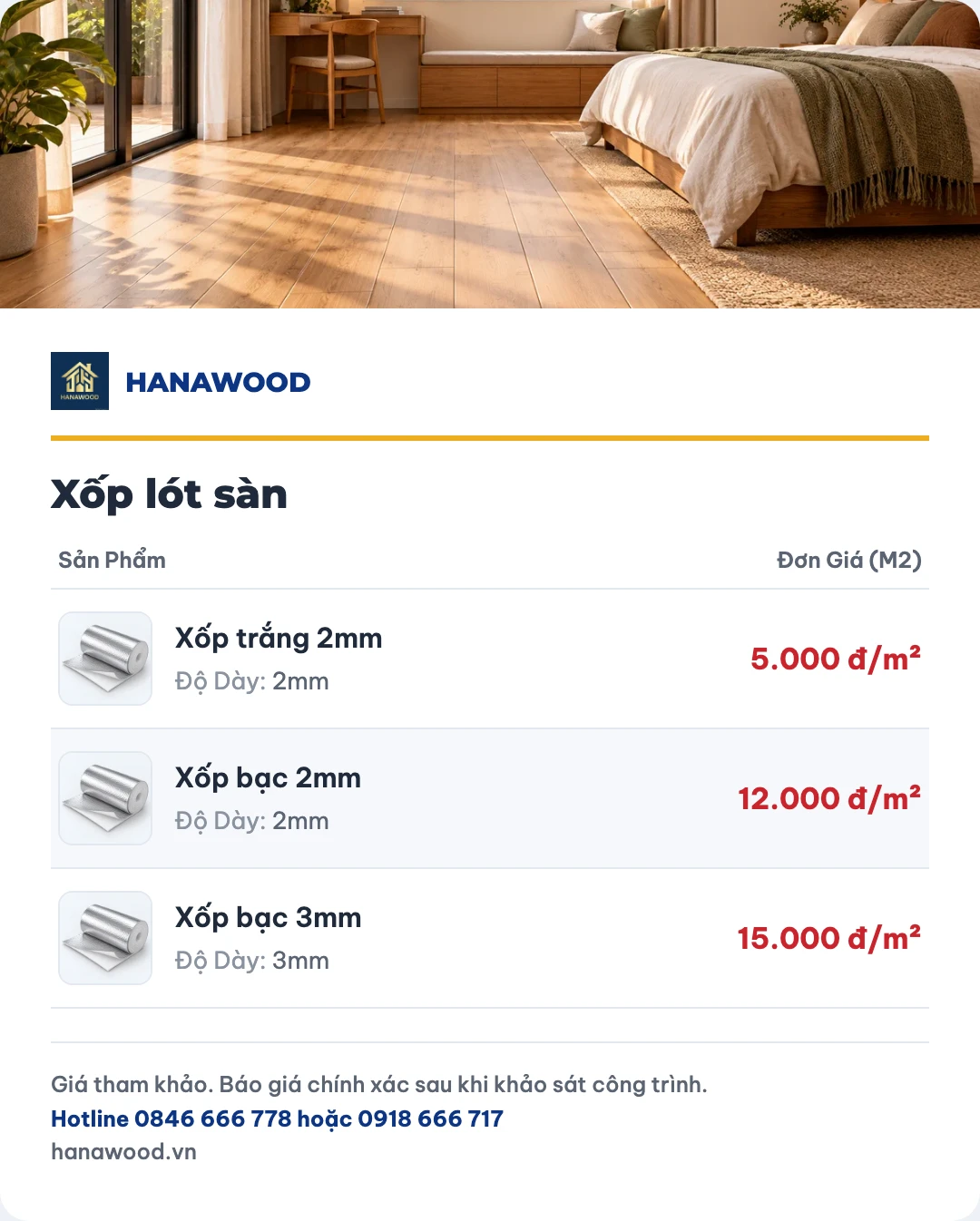 Bảng giá xốp lót sàn
