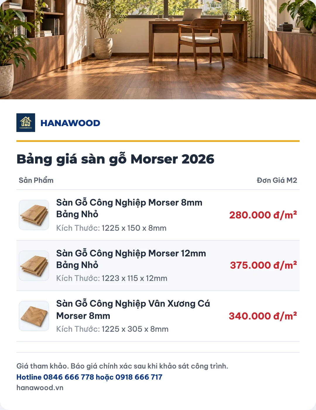 Bảng giá sàn gỗ Morser 2026