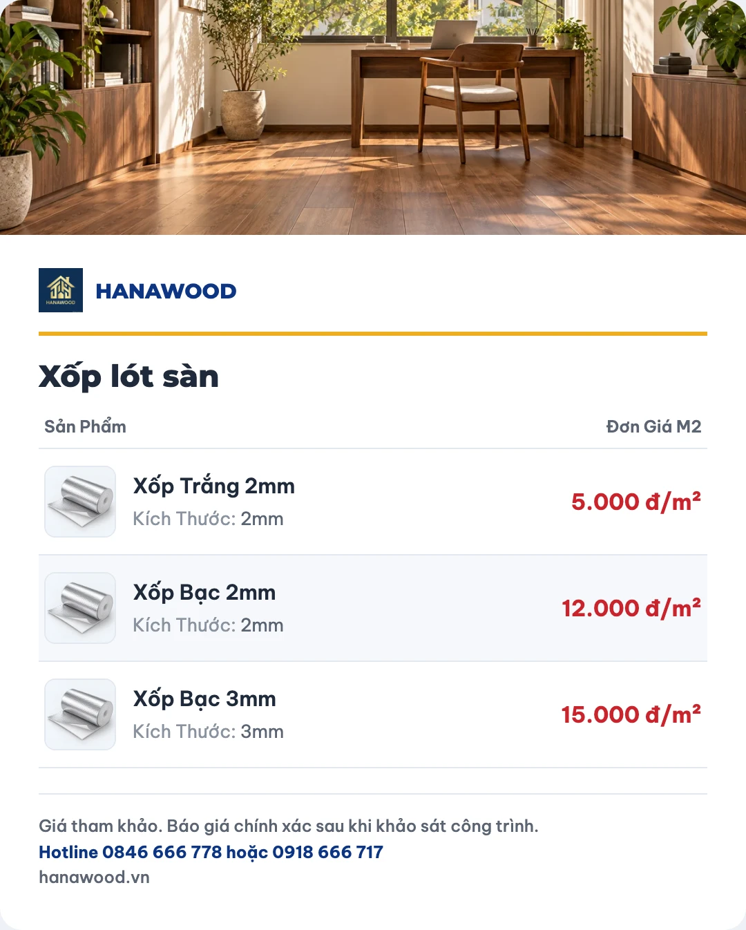 Bảng giá xốp lót sàn