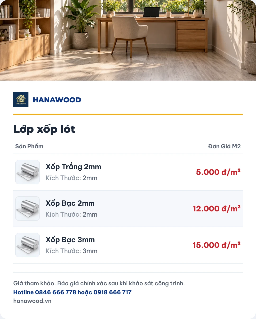 Bảng giá lớp xốp lót