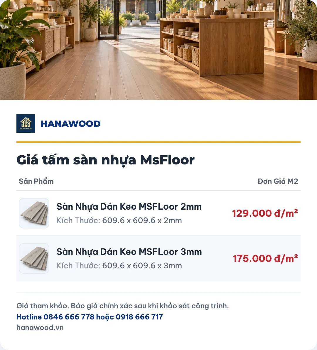 Giá tấm sàn nhựa MsFloor