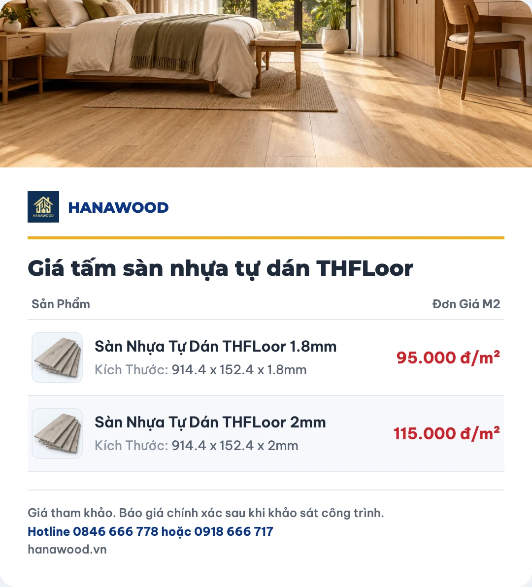Giá tấm sàn nhựa tự dán THFLoor