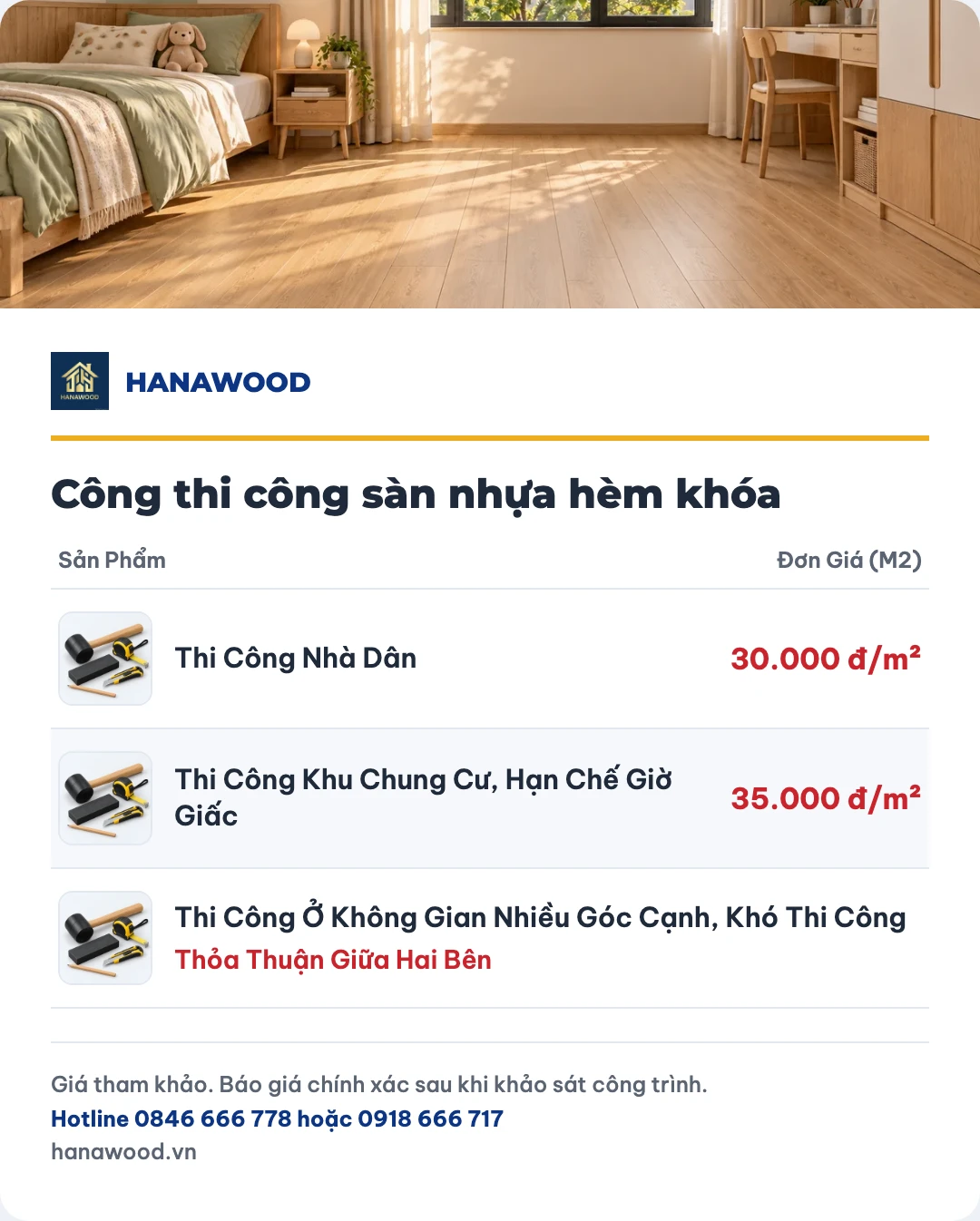 Bảng giá công thi công sàn nhựa hèm khóa