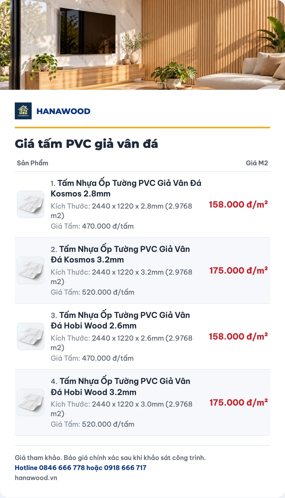 Giá tấm PVC giả vân đá