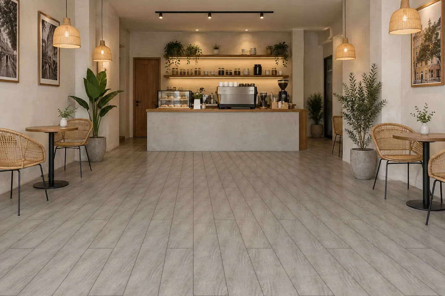 Sàn quán cà phê US101 Vân gỗ xám ốp quán cà phê