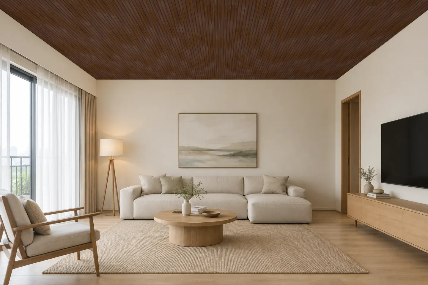 Ốp trần 5S20-E Vân gỗ nâu đậm ốp phòng khách